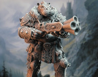 DnD | Pathfinder | TTRPG Olamize Tartt - Hunter of Dragons Male Giff Ranger | Fighter | Artificer Unpainted Miniature