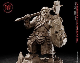 DnD - Pathfinder - TTRPG Male Dwarf Fighter - Paladin - Cleric Unpainted Miniature