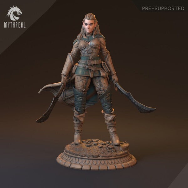 DnD | Pathfinder | TTRPG Female Elf Rogue | Fighter | Ranger Unpainted Miniature