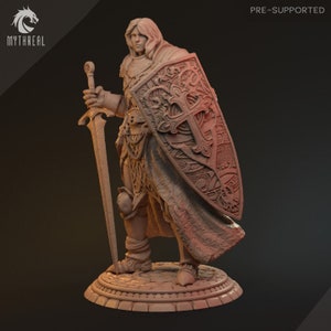 DnD | Pathfinder | TTRPG Male Human Paladin | Fighter | Knight Unpainted Miniature