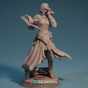 DnD - TTRPG - Pathfinder Female Human Wizard | Sorcerer | Librarian  Unpainted Miniature
