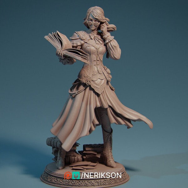 DnD - TTRPG - Pathfinder Female Human Wizard | Sorcerer | Librarian  Unpainted Miniature