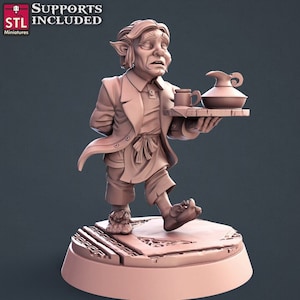 DnD Halfling Male Guild Master Butler Unpainted Miniature