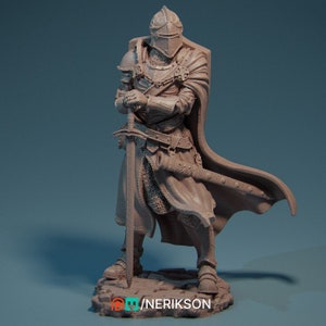 DnD - TTRPG - Pathfinder Human Male Paladin | Fighter | Knight Unpainted Miniature