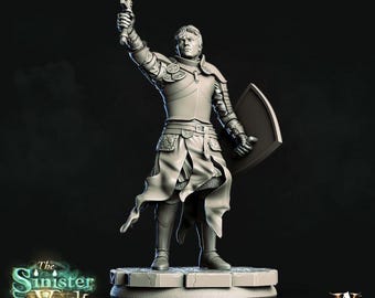 DnD | TTRPG | Pathfinder Hero - Male Human Paladin | Fighter | Knight Unpainted Miniature