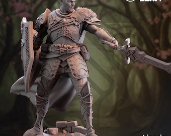 DnD / Pathfinder / TTRPG Lizarin - Paladín de Renmaeth Humano masculino Paladín / Luchador / Caballero Miniatura sin pintar