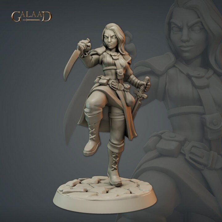 DnD | Pathfinder | TTRPG Female Human Rogue | Thief | Bandit Unpainted Miniature
