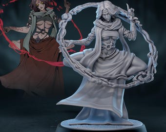 DnD | Pathfinder | TTRPG Hero - Infernalist Wizard 1, Female Sorcerer, Warlock, Cleric Unpainted Miniature