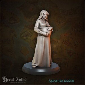 DnD Female Pregnant Villager - Amanda Baker Unpainted Miniature