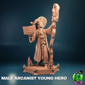 DnD | TTRPG | Pathfinder - Male Teenage Human -Wizard | Sorcerer | Mage Unpainted Miniature