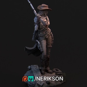 DnD | TTRPG | Pathfinder Female Human Gunslinger | Fighter | Warlock Unpainted Miniature