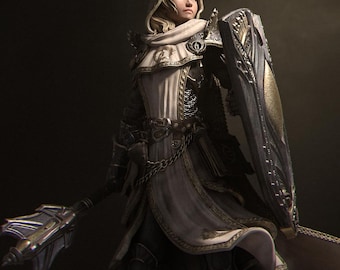 DnD - TTRPG - Pathfinder Madeleine The Cleric of Light, Female Paladin Unpainted Miniature