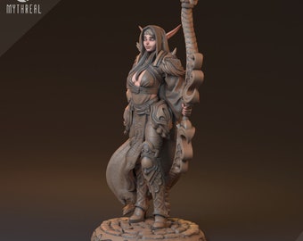 D&D | Pfadfinder | TTRPG Elfen Waldläuferin | Schurke | Kämpfer Unbemalte Miniatur
