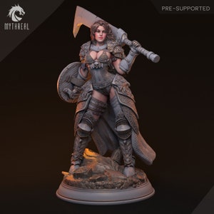 DnD | Pathfinder | TTRPG Female Human Fighter | Barbarian | Warrior Unpainted Miniature