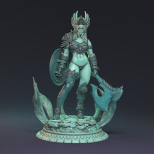 DnD | Pathfinder | TTRPG Female Human Barbarian | Fighter | Warrior Unpainted Miniature