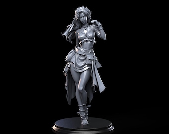 DnD | Pathfinder | TTRPG Lysivra Cinderveil, Female Tiefling Monk, NPC Barmaid Unpainted Miniature
