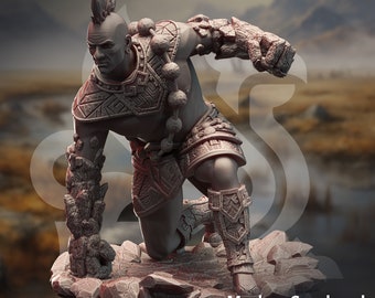 DnD Markus Craghand Male Earth Genasi Barbarian | Fighter | Monk  Unpainted Miniature