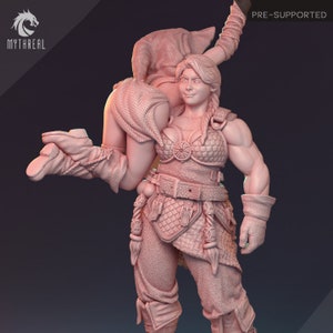 DnD | Pathfinder | TTRPG Female Human NPC | Barbarian | Fighter Unpainted Miniature