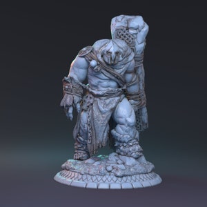 DnD | Pathfinder | TTRPG Male Half Giant Barbarian | Warrior | Giant Unpainted Miniature