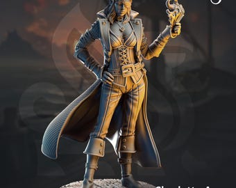 DnD | Pathfinder | TTRPG Charlotte-Anne - Gambler Rogue Female Human Bard | Warlock | Rogue | Monk Unpainted Miniature