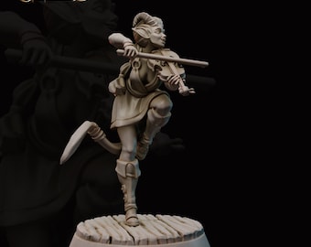 DnD Female Tiefling Bard with Violin Unpainted Miniature