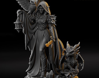 DnD Lunara Windmane, Elf Beastmaster Sorcerer, Warlock, Sorlock, Druid, Bard, Ranger, Cleric Unpainted Miniature