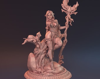 DnD | Pathfinder | TTRPG Female Human Druid | Ranger | Cleric Unpainted Miniature