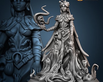 DnD Female Human Wizard - Necromancer Unpainted Miniature