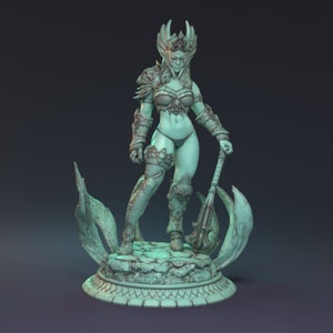DnD | Pathfinder | TTRPG Female Human Barbarian | Fighter Unpainted Miniature