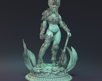 DnD | Pathfinder | TTRPG Female Human Barbarian | Fighter Unpainted Miniature