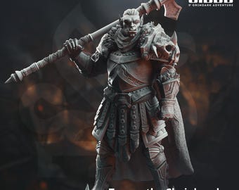 DnD | Pathfinder | TTRPG Trenon the Chainbreaker - Orchhjälte Manlig Orch - Halv Orch - Paladin | Kämpe | Riddare Omålad Miniatyr