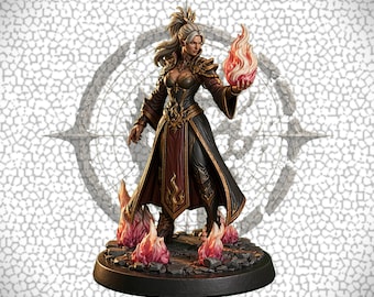 Emberborne Saint Miniature | Female Human Wizard, Sorcerer, Warlock, Monk, Fighter (32mm Scale)