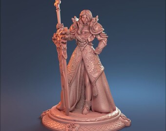 D&D | Pfadfinder | TTRPG Weiblicher Mensch Kämpfer | Kleriker | Paladin | Kämpfer Unbemalte Miniatur