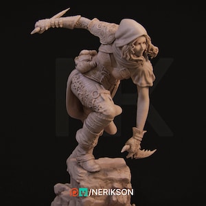 DnD | TTRPG | Pathfinder Female Human Rogue | Thief | Ranger | Fighter | Monk Unpainted Miniature