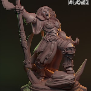 DnD | Pathfinder | TTRPG Female Elf Barbarian | Fighter | Warrior Unpainted Miniature