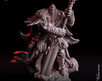 D&D | Pfadfinder | TTRPG Held - Sidhar, der erleuchtete männliche Ork-Barbar | Kämpfer | Paladin Unbemalte Miniatur