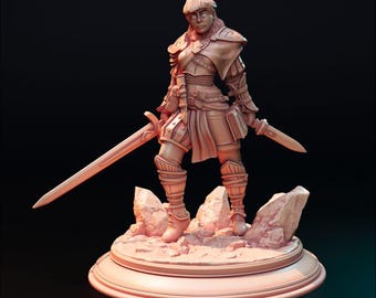D&D | Pfadfinder | TTRPG Held - Berta Elfenkämpferin | Paladin | Unbemalte Miniatur des Klerikers