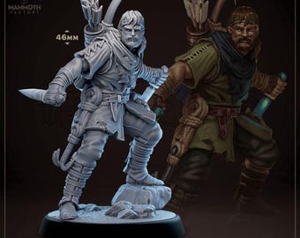 DnD | Pathfinder | TTRPG Male Human Rogue | Fighter | Ranger | Bandit Unpainted Miniature