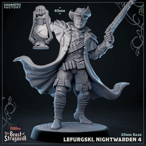 DnD | Pathfinder | TTRPG Hero - Nufergski Male Human Gunslinger | Fighter | Bandit Captain Unpainted Miniature