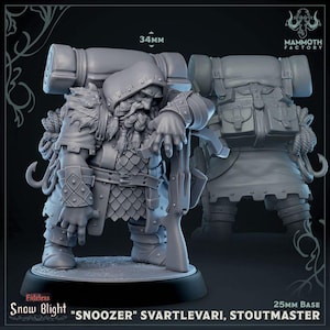 DnD | Pathfinder | TTRPG Snoozer - Male Dwarf Ranger | Fighter | Rogue Unpainted Miniature