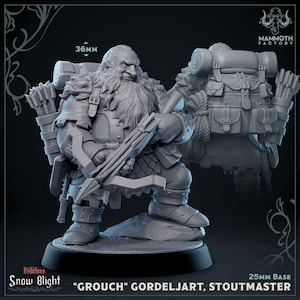 DnD | Pathfinder | TTRPG Grouch - Male Dwarf Ranger | Fighter | Rogue Unpainted Miniature