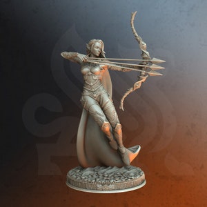 DnD | Pathfinder | TTRPG Female Elf Ranger | Rogue | Fighter | Archer Unpainted Miniature