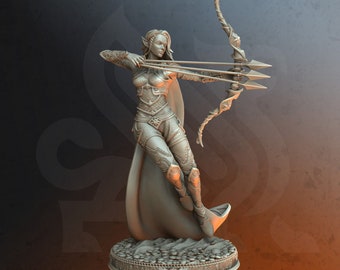 DnD | Pathfinder | TTRPG Female Elf Ranger | Rogue | Fighter | Archer Unpainted Miniature