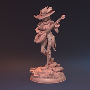 DnD | Pathfinder | TTRPG Female Human Rogue | Bard | Performer Unpainted Miniature