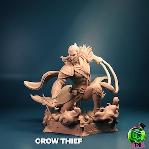 DnD | TTRPG | Pathfinder - Crow Thief -  Male Human Thief | Rogue | Ranger  | Adventurer | Hero Unpainted Miniature