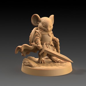 DnD | Pathfinder | TTRPG Mousefolk Fighter | Paladin | Ranger | Rogue Unpainted Miniature