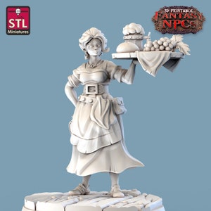DnD Human Female Inn Waitress Unpainted Miniature