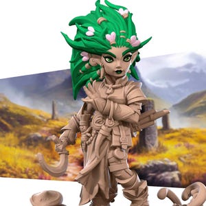 DnD | パスファインダー | TTRPG ヒーロー - 女性ノーム ドルイド、ファイター、モンク、ウィザード、ソーサラー 未塗装ミニチュア