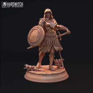 DnD | Pathfinder | TTRPG Hero - Haffad Female Human Barbarian | Fighter | Paladin | Cleric Unpainted Miniature