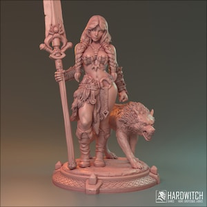 DnD | Pathfinder | TTRPG Female Human Ranger | Druid | Fighter | Warrior Unpainted Miniature